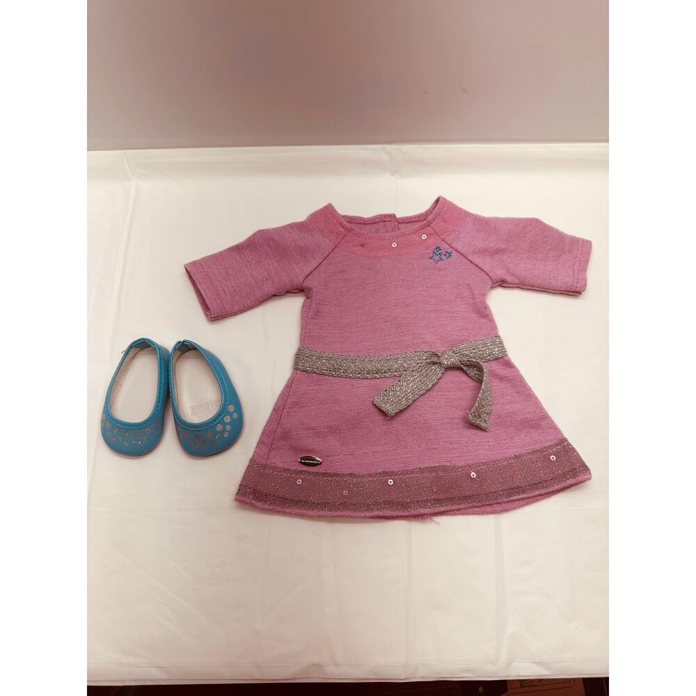 American Girl Doll Truly Me Lilac Dress Meet Outfit Dress and Shoes